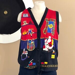 Vintage Victoria Jones Holiday Vest M – Knit Christmas Vest Chest 42